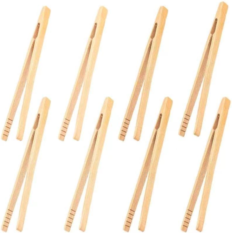 За многократна употреба Бамбукови Маша за Печене Armrouns 8 бр., 7-инчов Дървени Щипки За Наздравици За Готвене