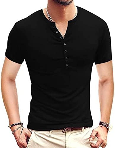 Soluo/ Мъжки Тениски Henley с къс ръкав, Ежедневни Базови Летни Обикновена Блузи, Модни Модерен Приталенная Риза