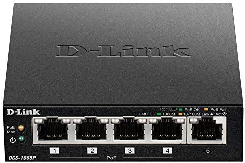 Комутатор D-Link PoE, 5-port Gigabit Ethernet Unmanaged Тенис на switch с 4 порта PoE фискалната мощност от 60 W