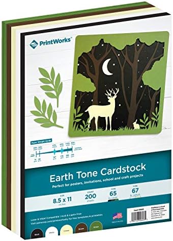 Картон Printworks Earth Тона, Здраво, с твърдо ядро, 8,5 x 11, Само на 200 листа (00603)
