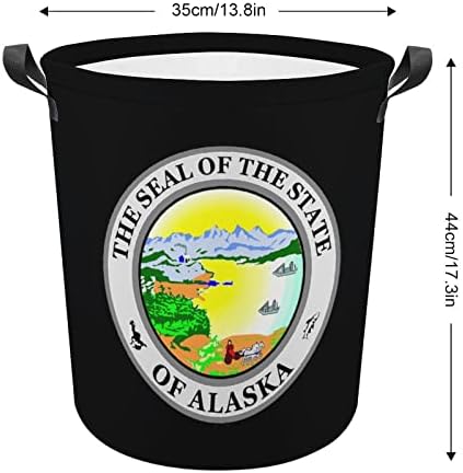 Кошница за дрехи с принтом Печат на щата Аляска, с Дръжки, Водоустойчив Сгъваема Кръгла Кошница За Дрехи, Чанта-Органайзер