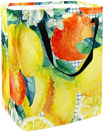 Кошница за дрехи DJROW Лимонов Плод с Шарени Листа и цветове, Голяма Кошница За Съхранение Кошница За Съхранение