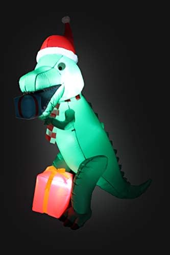 Коледен Надуваем Динозавър с височина 7 Метра, с Подарочными Кутии, Красиви Светлинки, Надувное Украса за Парти