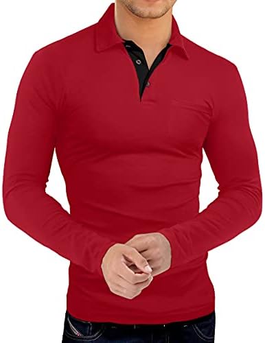 Мъжки ризи Поло KUYIGO с къс и Дълъг ръкав, Ежедневни Приталенная Однотонная Тапицирани в памучна Риза С джоб