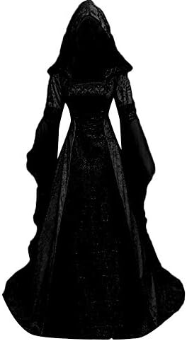 Средновековна рокля ZEFOTIM,женски винтажное рокля-наметало на вещица с качулка и ръкави-една тръба, Средновековна