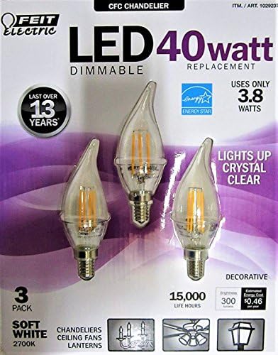 Електрическа led полилей-канделябр Feit с регулируема яркост лампи 40 W = 3,8 W (3 броя)