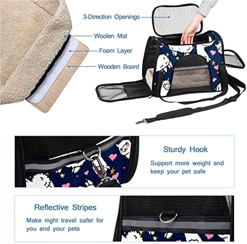 Переноска за домашни любимци, удобна преносима сгъваема чанта за домашни любимци, безшевни модел от алпака син цвят