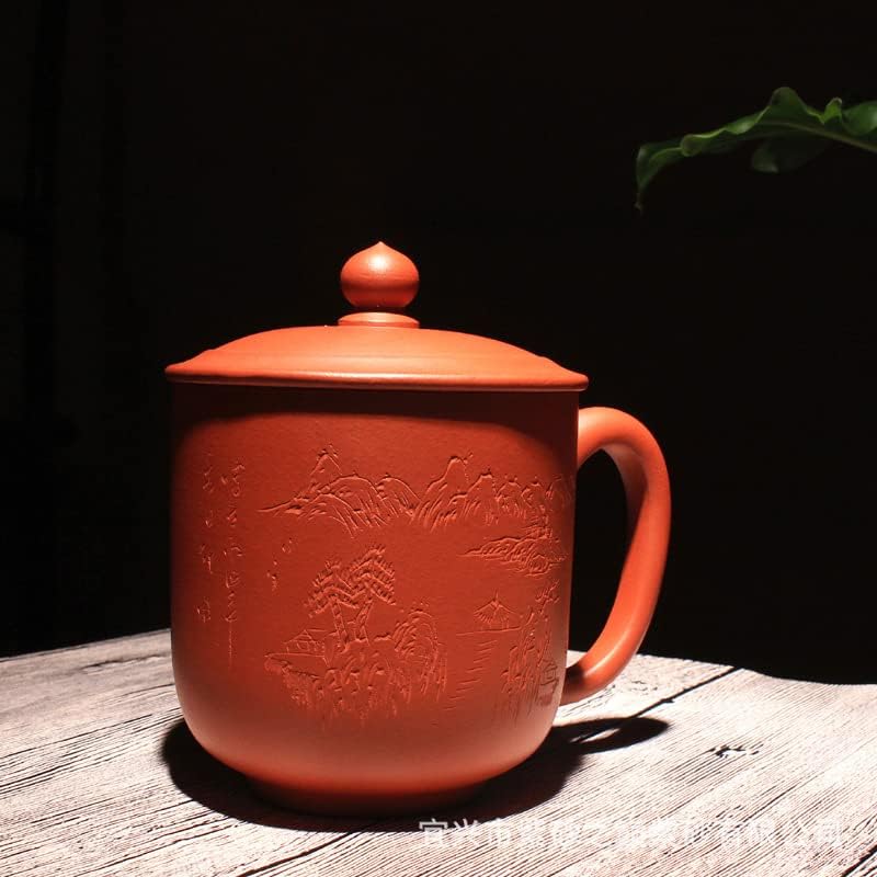 CHNLML Чаена чаша с лилав пясък, изцяло ръчно изработени, чаена чаша сурова руда, природа, живописна лична чаша,