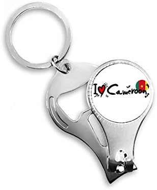 Аз Обичам Камерун Дума Флаг Любов Сърцето Илюстрация Ножица за Нокти Халка Ключодържател Отварачка за Бутилки Машина