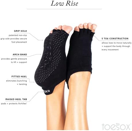 Дамски нескользящие чорапи toesox с ниска засаждане на половината от чорап за занимания с балет, Йога, Пилатес,