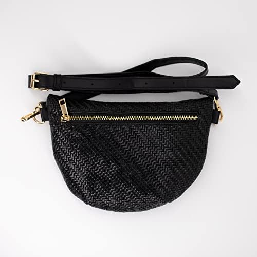 Найлон Поясная чанта Phlox Collective, Модни Поясная bag, Регулируем поясная чанта, за жени, Мъже и деца (Черна