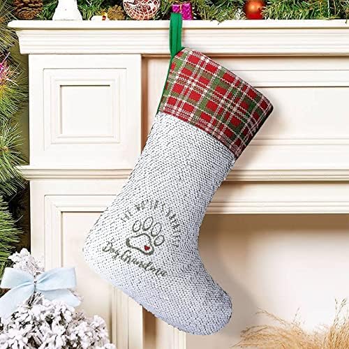 Коледни Чорапи с Пайети за Баба-Кучета, Блестящи Стенни Висящи Украси, Украса за Коледната Елха, Празнична Парти