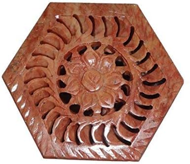 Шестоъгълен Ковчег за бижута от талк Ръчно изработени Avinash (8,5 см x 7,5 см x 3,8 cm)
