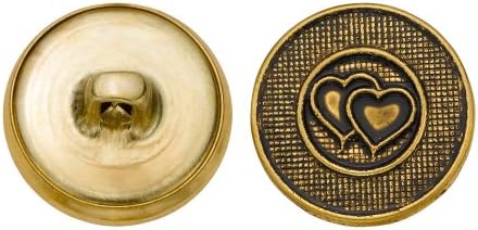 Изделия от метал C&C 5225 Метална Пуговица във формата на Сърца, Размер на 30 Лигн, Антично злато, 36 броя в опаковка