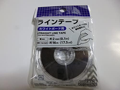 Daiso Japan Черна Линейна лента за бяла дъска 2 мм и широчина 16 м