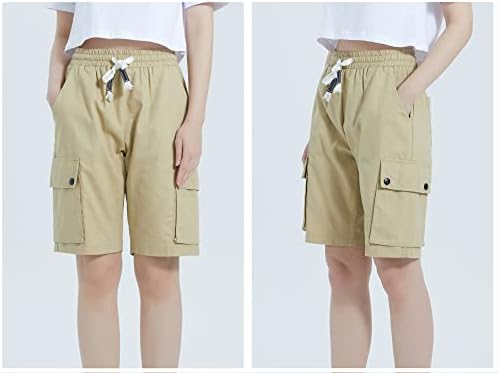 Дамски къси панталони-карго VtuAOL, Ежедневни Панталони с Еластична Талия, Удобни Шорти Свободно Намаляване на