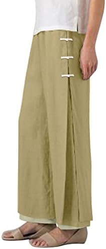MIASHUI Дамски Ежедневни Панталони Големи Размери Дамски спортни Панталони-Капри с Катарама Памучни Ленени Скъсяване