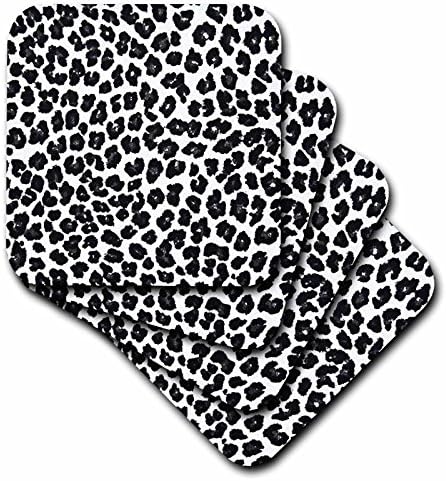 3dRose Lee Hiller Designs RAB Rockabilly - Бяло-сиво с черно Леопардовым принтом - комплект от 8 на каботажните