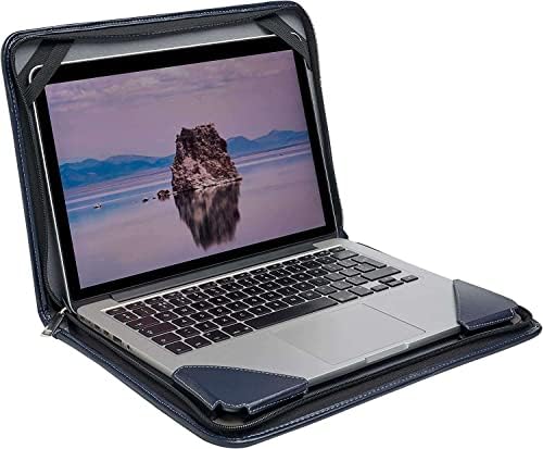 Син кожен калъф-месинджър за лаптоп Broonel - Съвместим с тънък и лесно преносим компютър LG Грам – 13,3