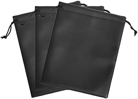 БКП 3шт 7,5x9 Цвят Черно От изкуствена кожа С двойно шнурком За защита на Слушалки Чанта за слушалки (7,5x9)