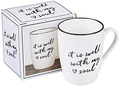 Керамични кафеена чаша Well With My Soul в християнския стил за жени и мъже - вдъхновяваща чашата за кафе и християнски