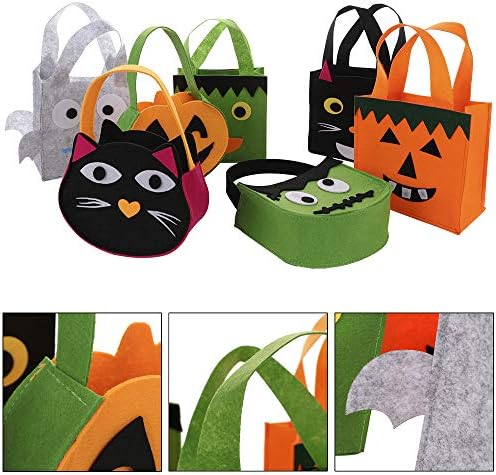 Чанти за бонбони Lazyspace на Хелоуин, 7 Опаковки Подарък пакети за Предложения, Фетровый Торбичка за Бонбони, Чанта