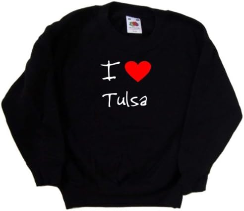 Черна детска Hoody I Love Heart Tulsa