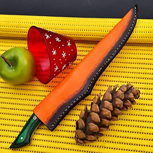 Дамасский Нож на Главния готвач, Кухненски Нож и Професионален Кухненски Нож за Ръчно коване Нож Сантоку с кожена