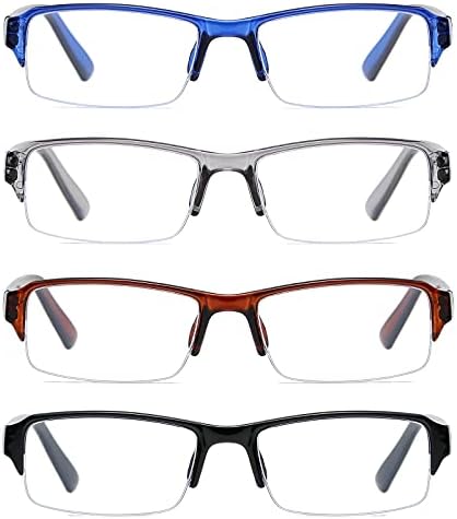 OWTXIS 4 опаковане на Леки Очила за четене в полукръгла ръбове, Модни Очила за четене с пружинным тръба на шарнирна