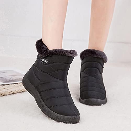 Дамски зимни обувки, Непромокаеми Ботильоны на платформата с кожа подплата-Мека, устойчива на плъзгане Подметка,