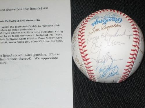 1991 Отбор A (26) Подписа бейзболни топки Oal с автограф Ларуссы, Макгвайра, Шоу + Jsa - Бейзболни топки с автографи