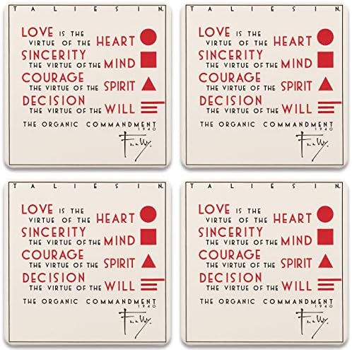 Подставочный камък Frank Lloyd Wright Organic Commandment Комплект от 4 подложки, въз основа на Един размер, Многоцветен
