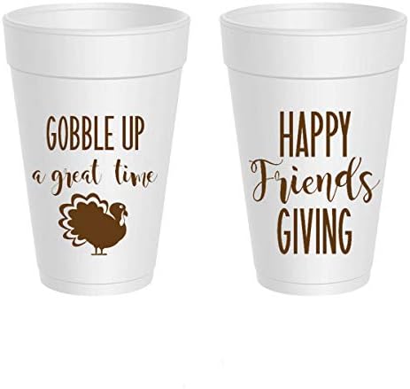 Отлично прекарайте време в пяна дъски чашата на Деня на Благодарността - Happy Friends Godgiving Cups (10 чаши)