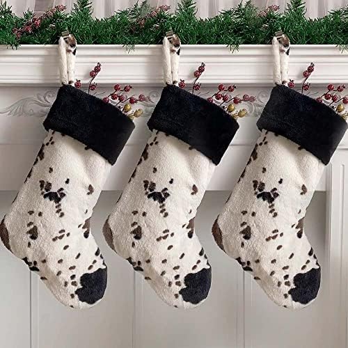 Vanteriam 3 Опаковки Персонализирани Коледни Чорапи с Принтом Крави, Чорапи с Принтом Едър Животното Крава за Семейна