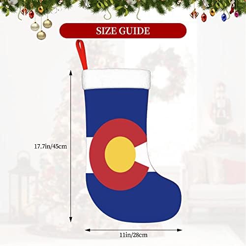 QG ZZX Коледни Чорапи с Бяла Супер Меки Плюшени белезници Флаг на щата Колорадо Коледни Чорапи, Коледни Украси Отглеждане