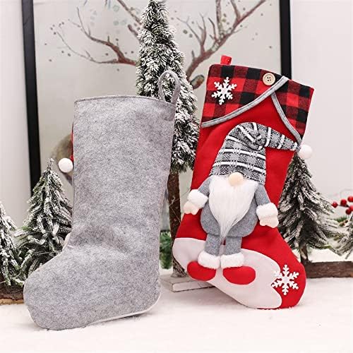 Aetygh, 2 Опаковки, Коледни Чорапи, Коледни Чорапи с Шарките на Джудже и Елф в Клетка от Бъфало, Коледни Украси