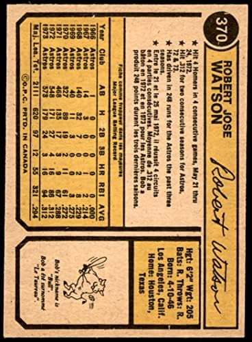 1974 O-Pee-Chee 370 Боб Уотсън Хюстън Астрос (Бейзболна картичка), БИВШ Астрос
