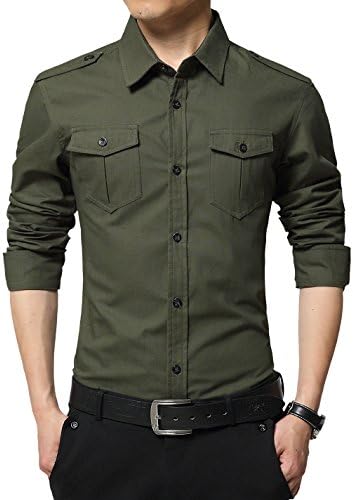 Мъжки Ежедневни Приталенная риза с копчета XTAPAN с Дълъг ръкав и Два джоба