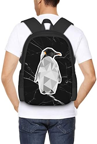 Геометричен-Penguin-Раница Раница За лаптоп, Спортни Чанти, Черни Ученически Чанти и калъфи За Книги, Пътен Раница