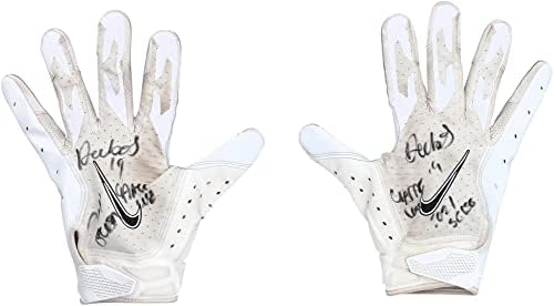 Втора употреба бяло-черни ръкавици Nike сезон на NFL 2021 г. с надпис: GU с автограф от Дибо Сэмюэля Сан Франциско