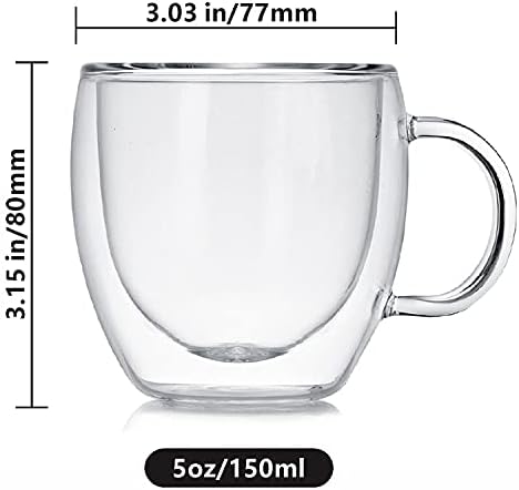 Стъклени чаши за кафе COLOCUP - 5 грама, на определени изолирани чаши с двойни стени и дръжка, идеална за лате,