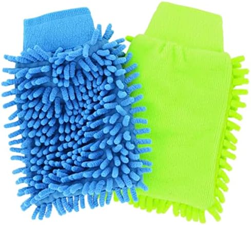 2 Ръкавици за миене от синельной микрофибър премиум-клас с поредици - идеална за измиване на автомобили и детайли детайли; Без драскотини, кърпичка, двустранни, плюш
