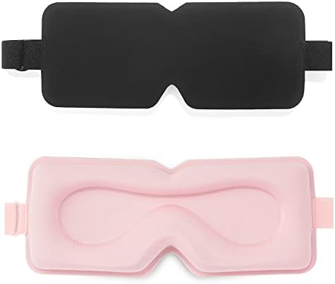 2 опаковане на маска за сън, за мъже и жени, лек защитна маска за очи с 3D контури и широка регулируема каишка,