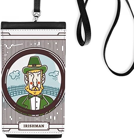 Ирландец Зелено Земеделие Илюстрация На Телефона В Чантата Си Чантата Виси Мобилен Калъф Черен Джоба