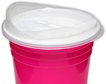 Rolling Sands Многократна употреба Чаши за партита Неоново розов цвят, без Бисфенол А, с тегло 16 грама с капаци