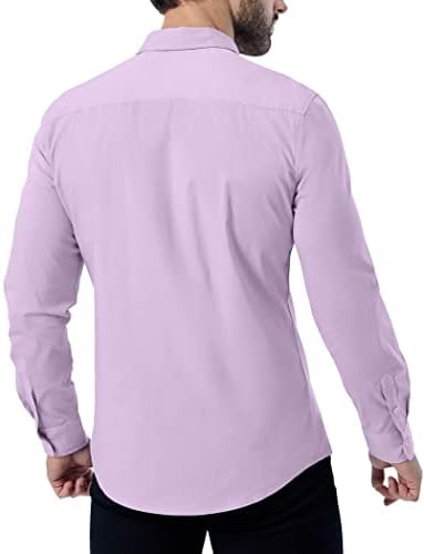 Мъжки Стрейчевые Ризи ZAFUL Без Бръчки, Однотонная Ежедневно в памучна Риза с копчета и Дълъг ръкав