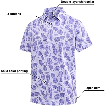 DEOLAX Мъжки Ризи Поло Влагоотводящая Суха Засаждане Performance Мъжки Риза За Голф Regular Fit Модерен Принт Поло
