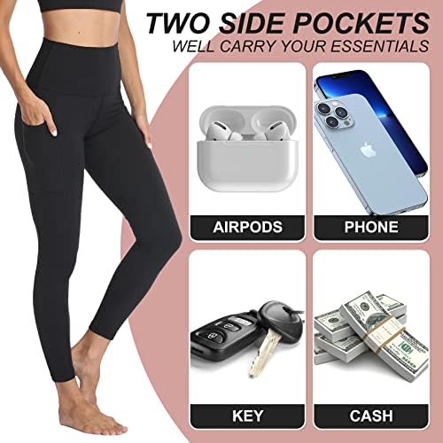 NexiEpoch 4 Опаковки Леггинсов за жени с джобове - Контрол на корема с висока талия за тренировки, Панталони за