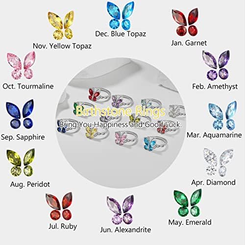 Пръстени-Пеперуда от сребро PROSILVER 925 Проба за жени, Великолепен Пръстен с камък на Раждане, е на Разположение