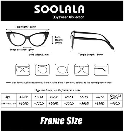 Очила за четене SOOLALA със Сини Лещи, Дамски Очила За четене компютърни игри Cateye, 4mix, 2.0